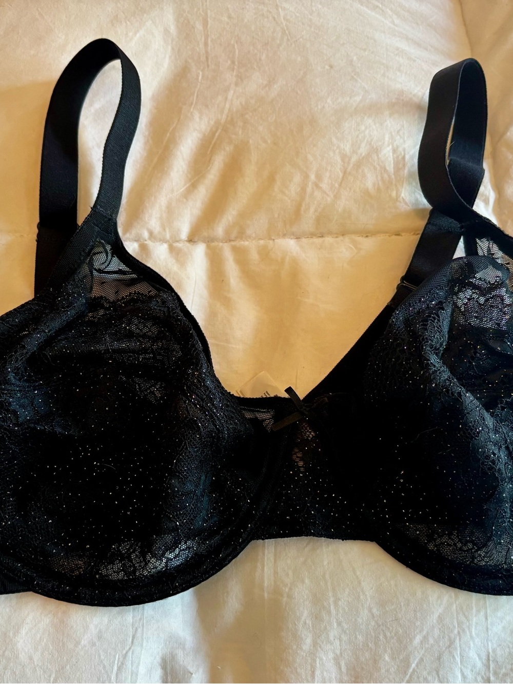 HSIA Black Lace Sparkle Underwire Bra with Adjustable Straps